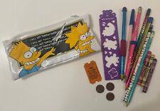 VTG 1990 Simpsons Vinyl Pencil Case w ALL Contents Pentech Pencils & Yikes RARE picture