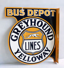 GREYHOUND YELLOWAY BUS LINES DEPOT  Flange Sign   Modern Retro picture