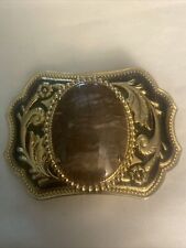 belt buckle western gold Tone With Brown Stone picture