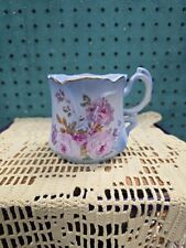 Nippon Vintage Shaving Mug, Hand Painted. Beautiful blue with Pink Flowers. picture
