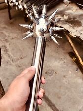 Medieval Hand Made Spiked Ball Mace Silver with Silver Deadly Morning Star picture