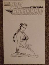 FREE ORIGINAL STAR WARS SLAVE LEIA SKETCH COVER DRAWING ART WITH 4 ARTIST PROOFS picture