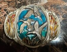 Bergamot Belt Buckle 1986 Ducks Geese Flying I-45 Made in USA  picture