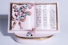 Lefton Lord's Prayer Book Shaped Planter Japan Pink Gold Christian Religious picture