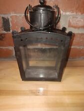 Vintage Black Metal - Glass Candle Lamp Well Made Hinged Door 8.5