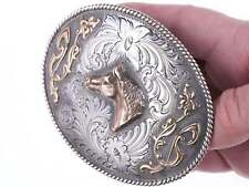 vintage Wage's Sterling  Hand Engraved horse belt buckle picture