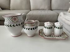 White & Pink Malveira Hand Painted Pitchers AND Salt & Pepper made in Portugal picture