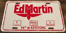 Ed Martin Pontiac GMC Truck Acura Dealership Booster License Plate Indiana picture