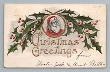 1907 Santa Christmas Embossed Vintage Postcard picture