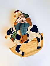 Vintage James Haddon Santa & The Cow Wood Art Handmade/Handpainted  picture
