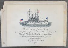 1904 Original Invitation to the Launching of The Battleship Connecticut NY Navy picture