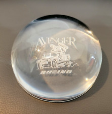 Vintage Clear Glass Prism Paperweight Etched Avenger Boeing picture