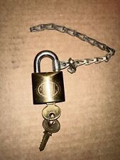 Vintage Corbin Cabinet Lock Co Padlock USA Solid Brass Bronze With Key picture