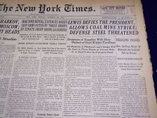 1941 OCT 26 NEW YORK TIMES - LEWIS DEFIES PRESIDENT, COAL MINERS STRIKE- NT 1380 picture