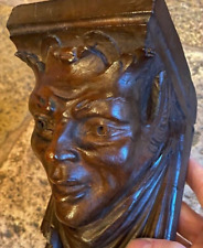 Antique Devil Head Sculpture Faust Console Pyrogen Satan Decor Art Rare Old 19th picture