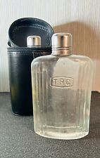 Vintage Traditional Travel 3-Piece Glass Liquor Flask Set Leather Case Shot Cup picture