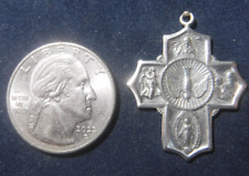 Vintage Catholic Four Way Medal Sterling Silver Miraculous Medal, St Joseph picture