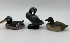 SET / LOT OF 3 CARVED HANDMADE WOODEN Resin DUCK DECOYS, FIGURINES picture