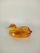 Vintage Baccarat Crystal France AMBER Colored Art Glass Crystal Duck Figurine picture