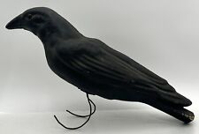 Vintage Black Crow Decoy Glass Eyes Antique Hunting Bird Papier Paper Mache picture