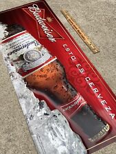 🔥 Vintage Budweiser Cerveza Metal beer Tin Bar Mancave Classic Sign Large picture