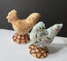 Ceramic Floral Rooster Hen Handpainted Figurine Decor picture