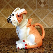 Sweet Pea Bull Dog Teapot Collectible Decorative Home Décor Blue Sky Clayworks picture
