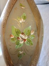 European Amber Enamel Flower Decanter / Vase with Gold Accents Vintage picture