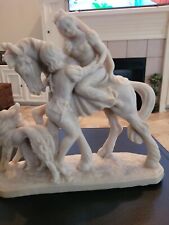 Soapstone Princess Figurine sculpture vintage Sleeping Beauty Prince Horse Dogs picture