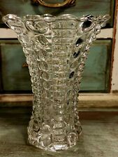 Clear Indiana Glass Vtg Mini Bud Vase Bubbled With Beaded Edges 5” 1940s? picture
