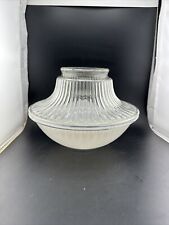 💥Antique 9” Milk & Clear Glass Art Deco Ceiling Light Fixture Shade picture