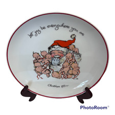 Vintage 1973 Kewpie Santa Cookie Christmas Plate Collectible 10.5” Rose O'Neill picture