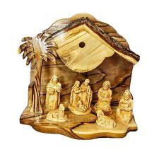 Christmas Nativity Figure Set Olive Wood Made in Bethlehem Manger Holiday Decor picture