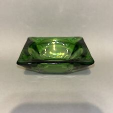 Vintage Anchor Hocking Emerald Green Glass Ashtray Cigar Mid Century Modern 4.5” picture