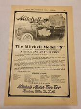 1910 Mitchell Motor Car Co. Ad: Model S w/ Specs - Racine Antique Print Ad 7x10 picture