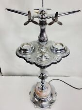 Vtg Art Deco DC3 Airplane Chrome Floor Ashtray Cigar Room Smoking Stand 1940 picture