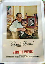 Vintage Propaganda US WWII Proud I'll Say Join the WAVES John Falter 1943 28x42 picture
