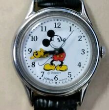Vintage Mickey Mouse Watch with Black Leather Band Disney Classic picture