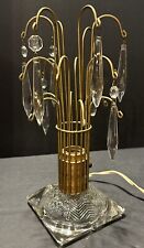 Vtg Hollywood Regency Lamp Crystal Prism WATERFALL Tiered Boudoir MCM Art Deco picture