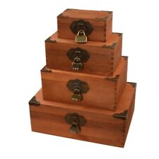 4 Wood Decorative Nesting Boxes Jewelry & Trinket Storage Chests with Code Locks picture