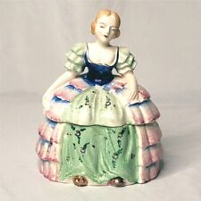 Vintage Crinoline Lady Powder Pot / Trinket Box / Hand Painted / 6