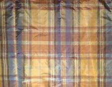 SCALAMANDRE Custom Handcrafted Bedspread king silk plaid lined gold blue new picture
