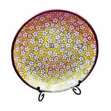 Vintage Japanese Porcelainware Pewter Plate Lord Taylor Gold Rim Floral Yellow picture