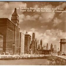 c1930s Chicago Michigan Blvd RPPC North Grant Park Van Buren Photo Souvenir A13 picture