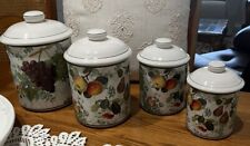 Certified International Pamela Gladding Rare Grapes Apple 4 Piece Canister Set picture