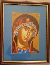 100% HANDPAINTED ART ORTHODOX ICON Virgin Mary 45X36 cm. picture