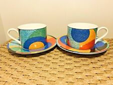 Set of 2 Victoria & Beale Accents  9019 Porcelain Coffee Tea Cups & Saucers picture