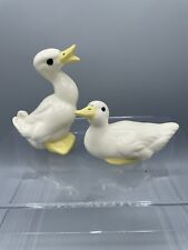 Set Of 2 Vintage White Porcelain Ceramic Duck Figure Statue picture