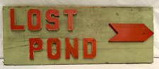 Vintage Red & Sage Green Wood Sign 