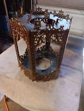 Antique MCM Swag Lamp Brass Shell Gothic Parts Hanging Lamp Bare picture